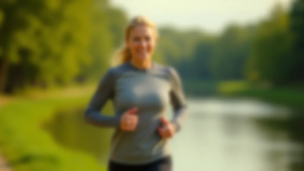 Sveika širdis, žmogus daranti jogging Nemuno pakrante, žalia gamta fone